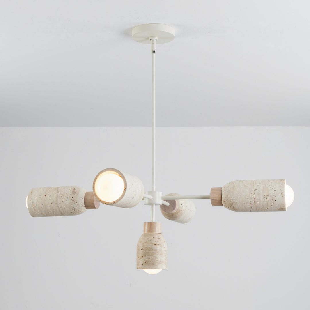 Maxim - 10625TVOY - Five Light Pendant - Pompeii - Travertine / Oyster