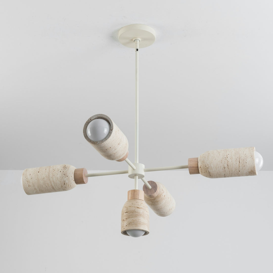 Maxim - 10625TVOY - Five Light Pendant - Pompeii - Travertine / Oyster