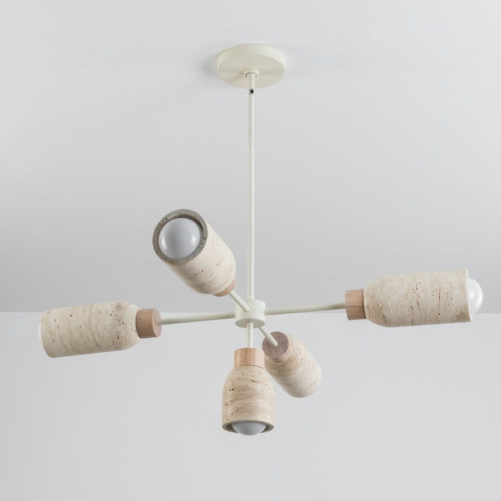 Maxim - 10625TVOY - Five Light Pendant - Pompeii - Travertine / Oyster