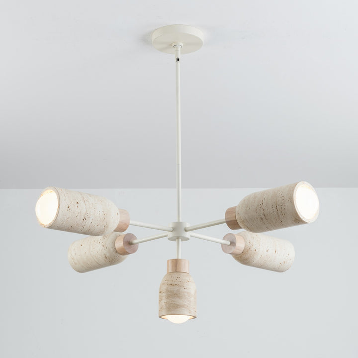 Maxim - 10625TVOY - Five Light Pendant - Pompeii - Travertine / Oyster