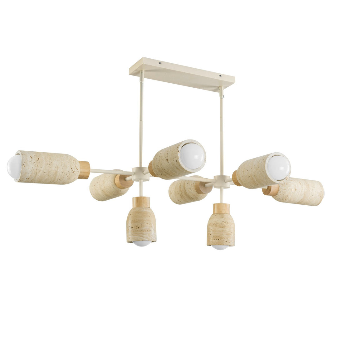 Maxim - 10628TVOY - Eight Light Pendant - Pompeii - Travertine / Oyster