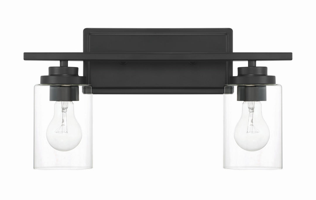 Clark Two Light Vanity in Flat Black - available from The Lighting Shoppe, trusted by Canadian homeowners