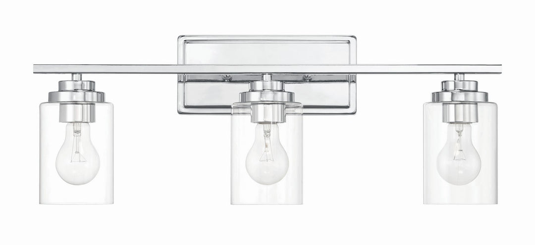 Clark Three Light Vanity in Chrome - available from The Lighting Shoppe, trusted by Canadian homeowners