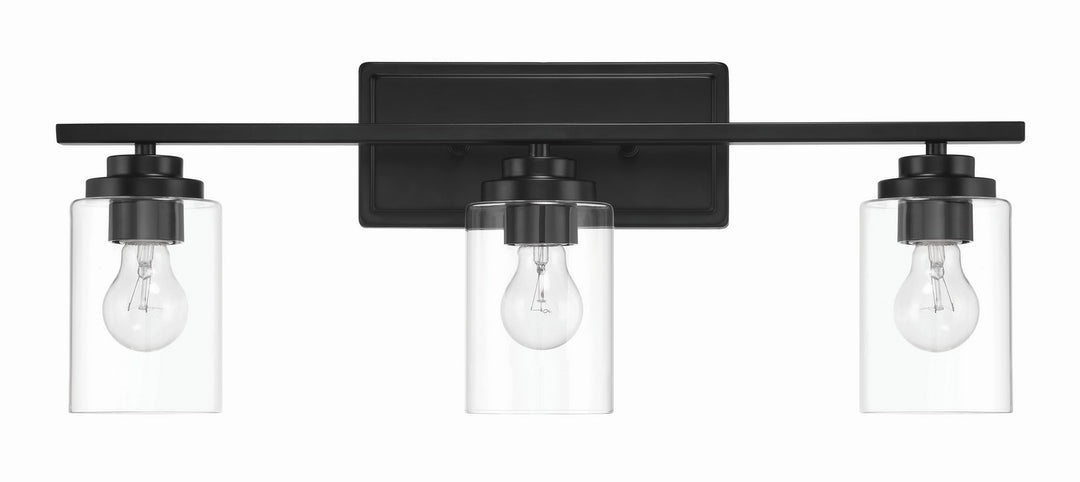 Clark Three Light Vanity in Flat Black - available from The Lighting Shoppe, trusted by Canadian homeowners