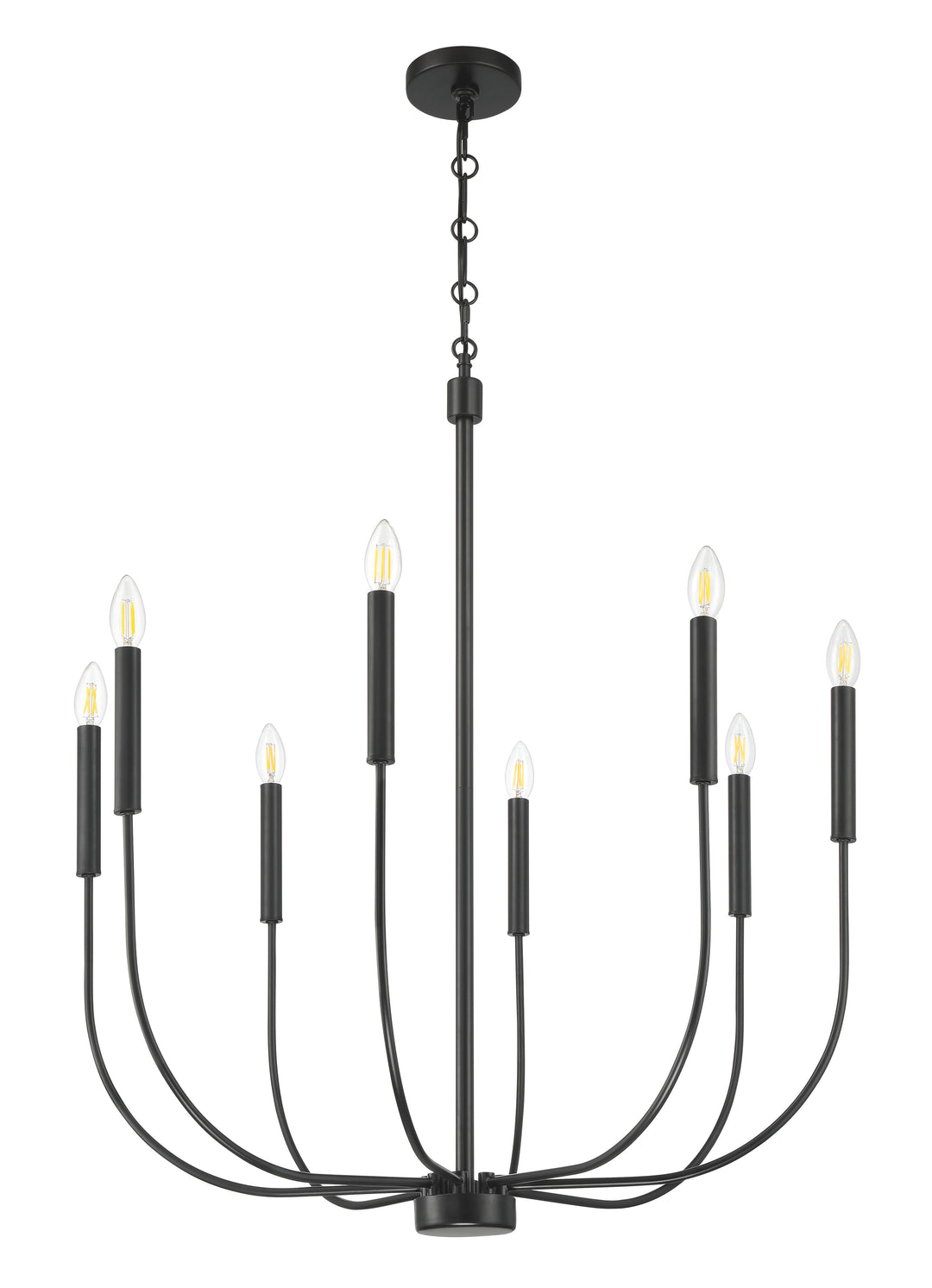 Traci Eight Light Chandelier in Flat Black - available from The Lighting Shoppe, trusted by Canadian homeowners