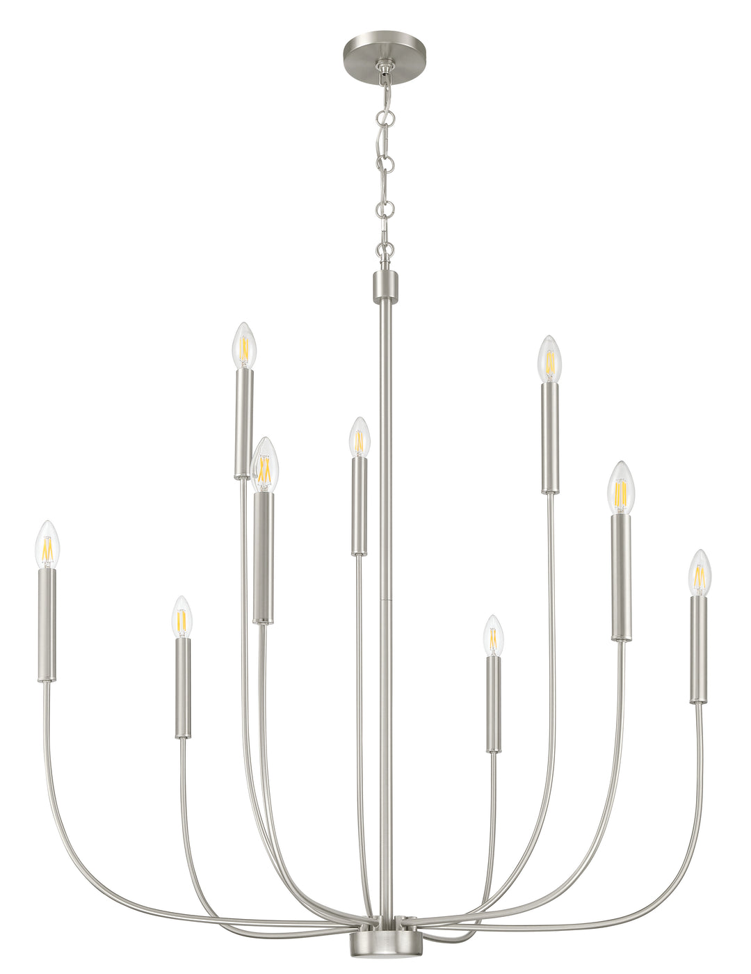 Traci Nine Light Chandelier in Brushed Polished Nickel - available from The Lighting Shoppe, trusted by Canadian homeowners
