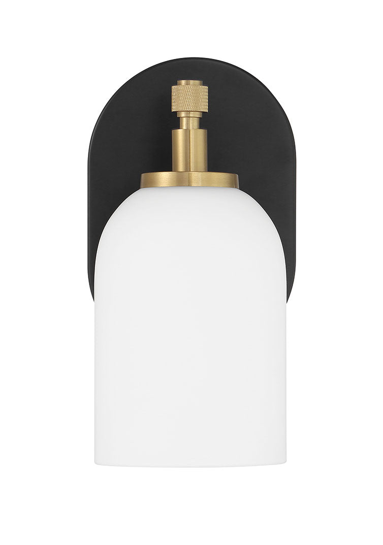 Council One Light Wall Sconce in Flat Black/Satin Brass - available from The Lighting Shoppe, trusted by Canadian homeowners