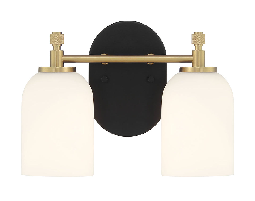 Council Two Light Vanity in Flat Black/Satin Brass - available from The Lighting Shoppe, trusted by Canadian homeowners