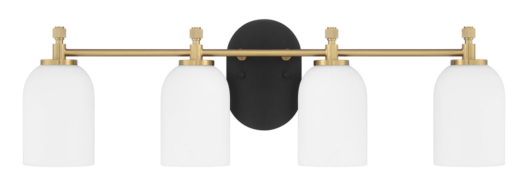 Council Four Light Vanity in Flat Black/Satin Brass - available from The Lighting Shoppe, trusted by Canadian homeowners