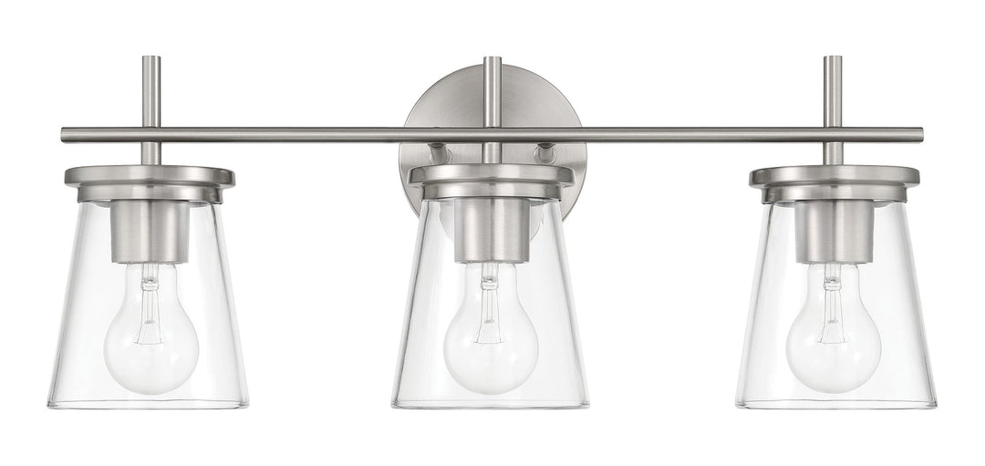 Connell Three Light Vanity in Brushed Polished Nickel - available from The Lighting Shoppe, trusted by Canadian homeowners