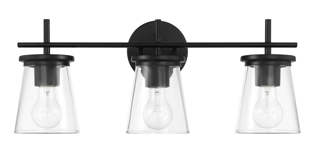 Connell Three Light Vanity in Flat Black - available from The Lighting Shoppe, trusted by Canadian homeowners