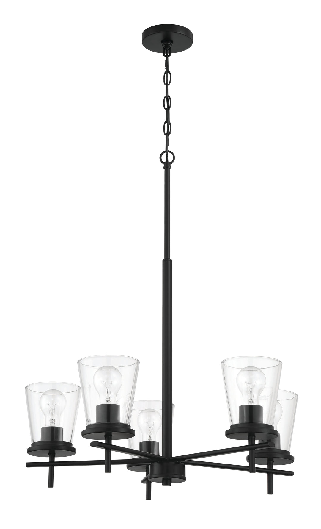 Connell Five Light Chandelier in Flat Black - available from The Lighting Shoppe, trusted by Canadian homeowners