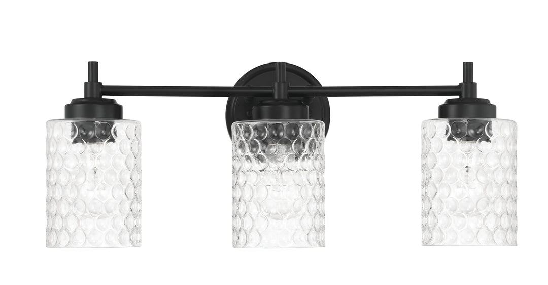 Claire Three Light Vanity in Flat Black - available from The Lighting Shoppe, trusted by Canadian homeowners