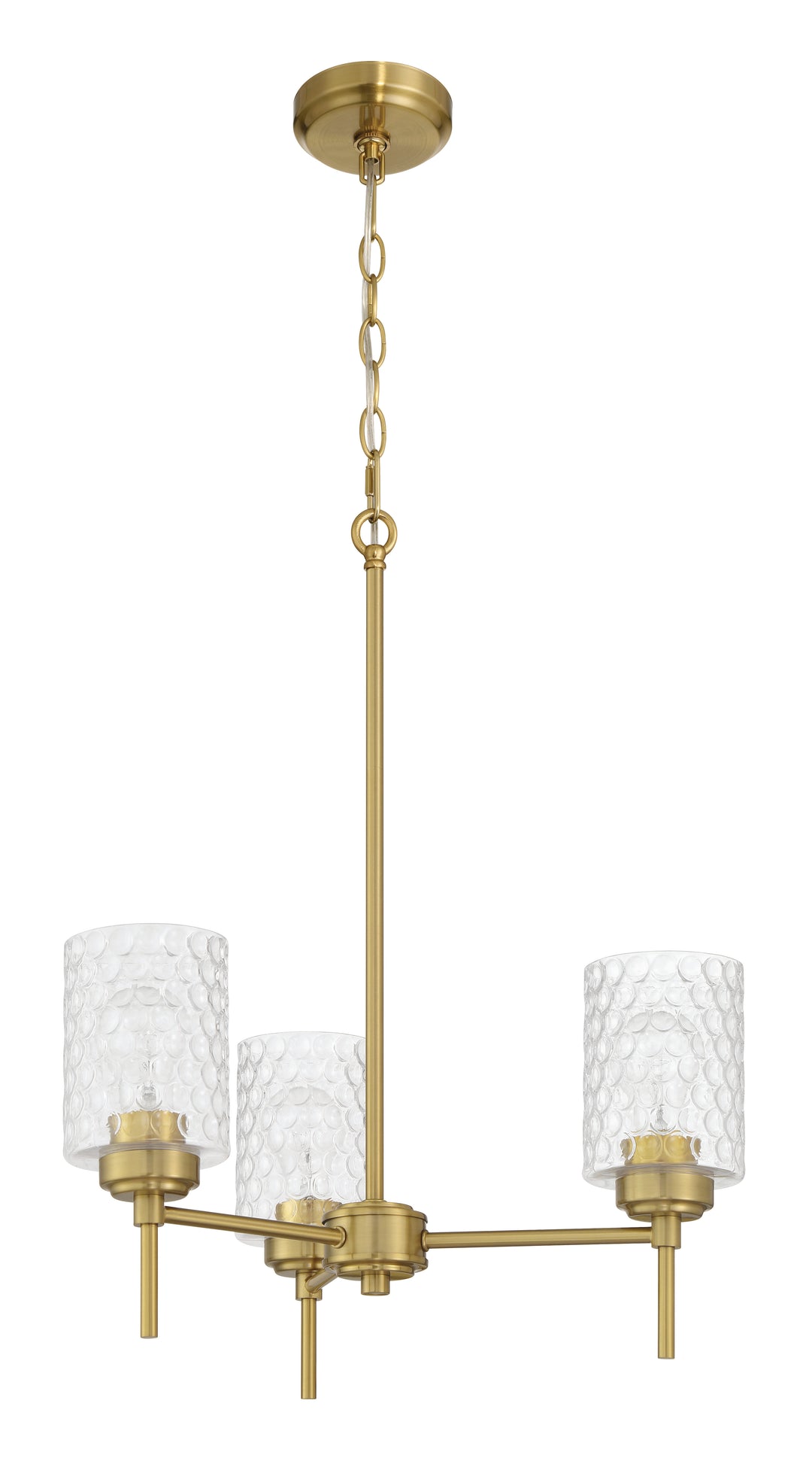Claire Three Light Chandelier in Satin Brass - available from The Lighting Shoppe, trusted by Canadian homeowners