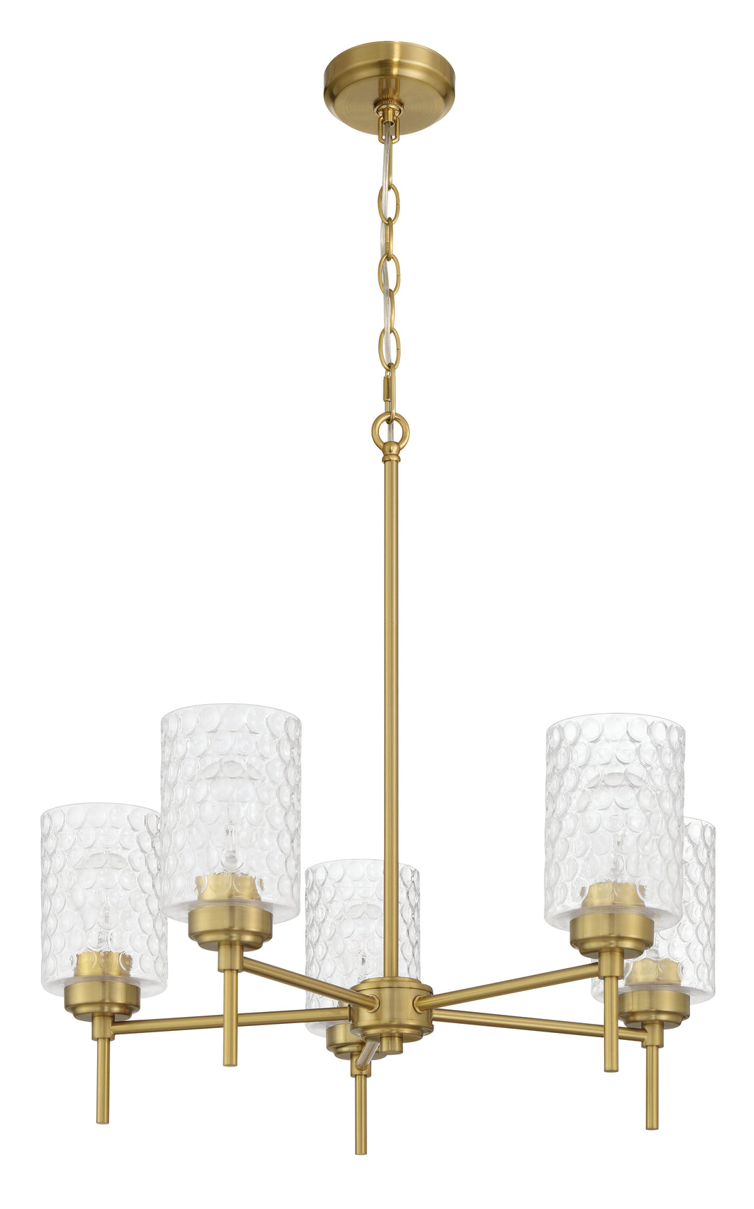 Claire Five Light Chandelier in Satin Brass - available from The Lighting Shoppe, trusted by Canadian homeowners