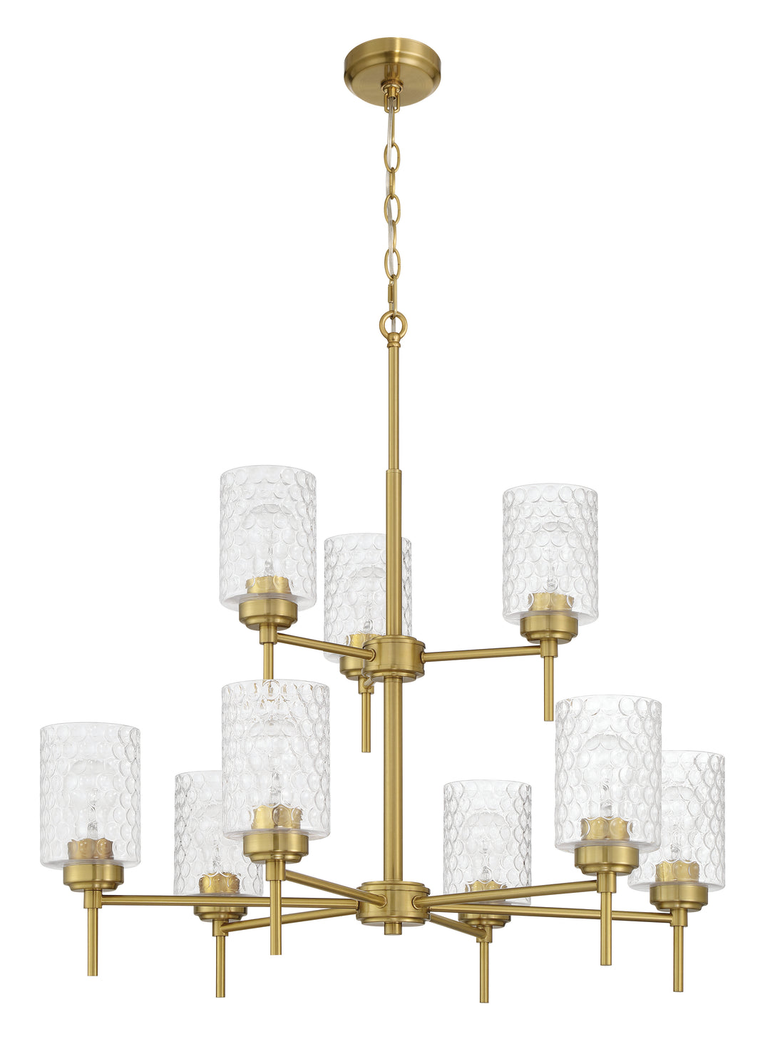 Claire Nine Light Chandelier in Satin Brass - available from The Lighting Shoppe, trusted by Canadian homeowners