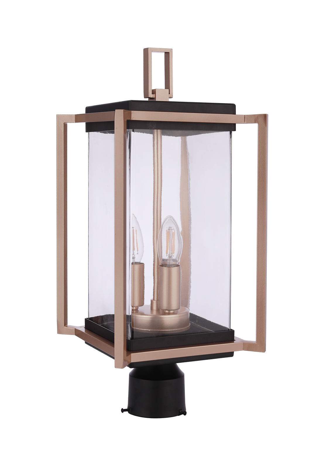 Metalwork Three Light Outdoor Post Mount in Midnight / Satin Brass - available from The Lighting Shoppe, trusted by Canadian homeowners