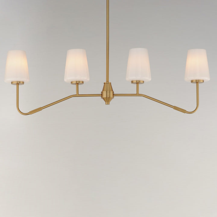 Maxim - 12697WTNAB - Four Light Linear Chandelier - Durham - Natural Aged Brass