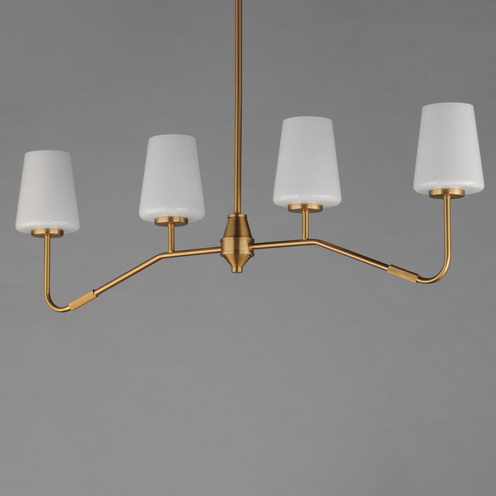 Maxim - 12697WTNAB - Four Light Linear Chandelier - Durham - Natural Aged Brass