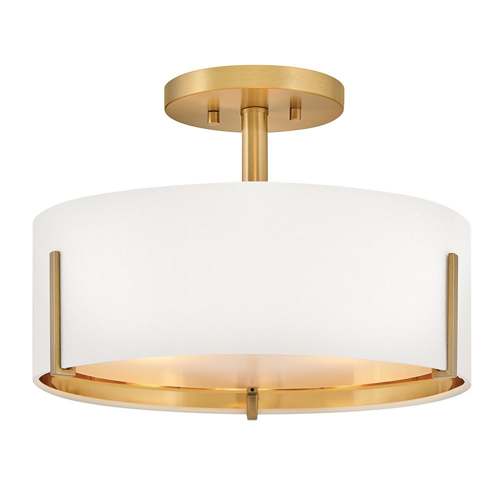 Halle LED Semi-Flush Mount in Lacquered Brass - available from The Lighting Shoppe, trusted by Canadian homeowners