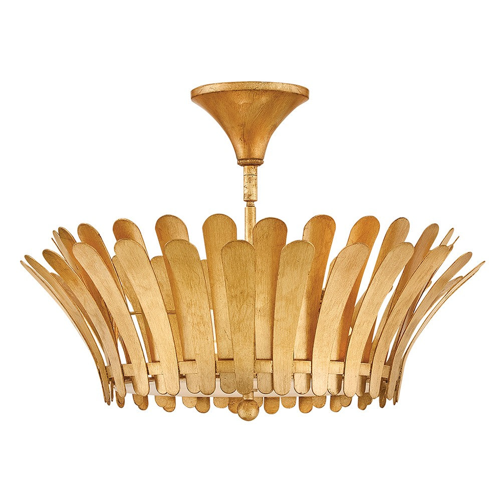 Reina LED Semi-Flush Mount in Distressed Brass - available from The Lighting Shoppe, trusted by Canadian homeowners