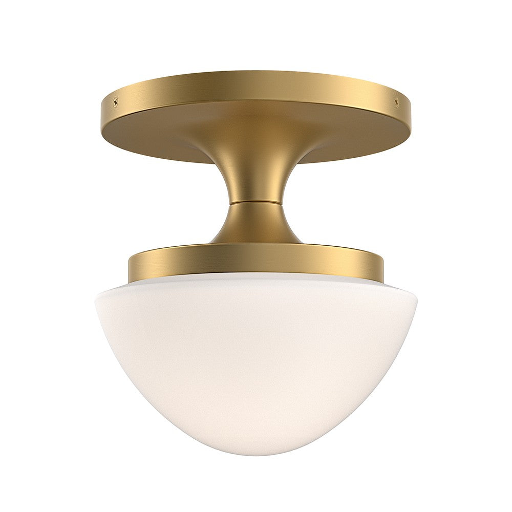Knox LED Semi-Flush Mount in Lacquered Brass - available from The Lighting Shoppe, trusted by Canadian homeowners