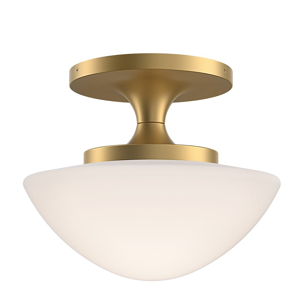Knox LED Semi-Flush Mount in Lacquered Brass - available from The Lighting Shoppe, trusted by Canadian homeowners