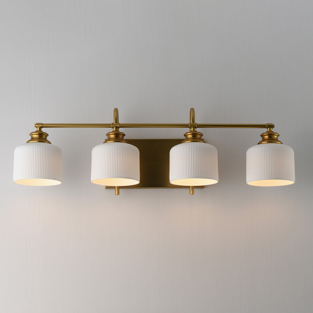 Maxim - 21494WTNAB - Four Light Bath Vanity - Bisque - Natural Aged Brass