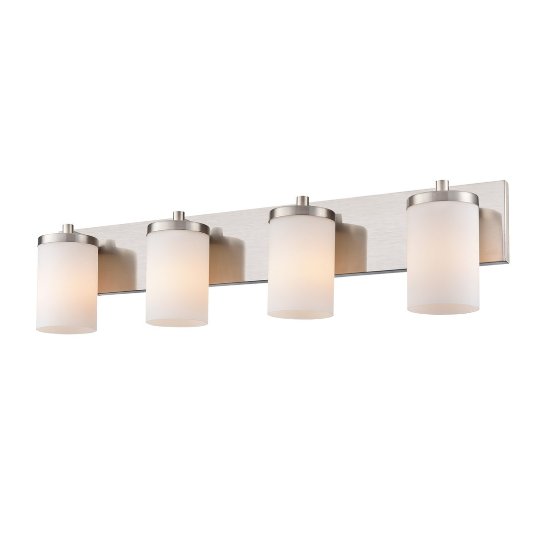 Riverview Four Light Vanity in Satin Nickel - available from The Lighting Shoppe, trusted by Canadian homeowners