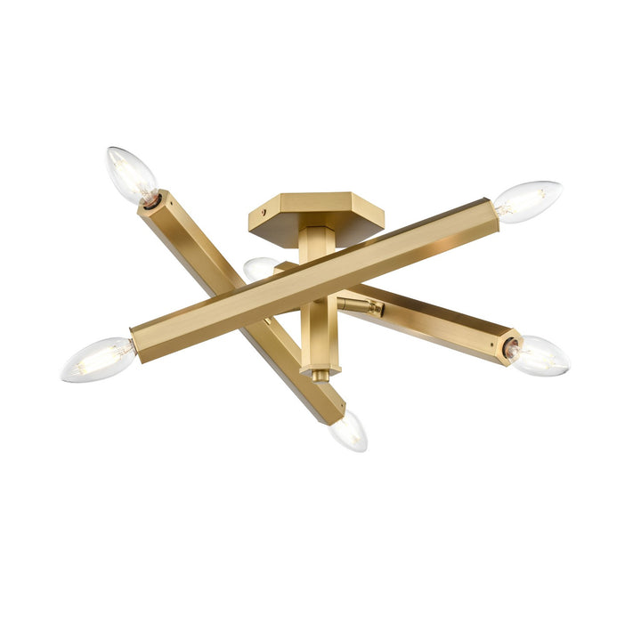 DVI Canada - DVP30613BR - Six Light Semi Flush Mount - Kestrel - Brass