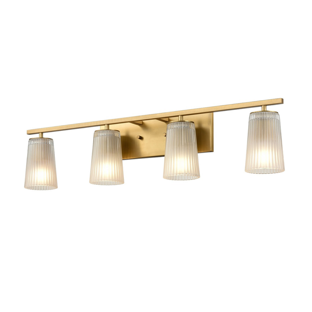 Luca Four Light Vanity in Brass - available from The Lighting Shoppe, trusted by Canadian homeowners