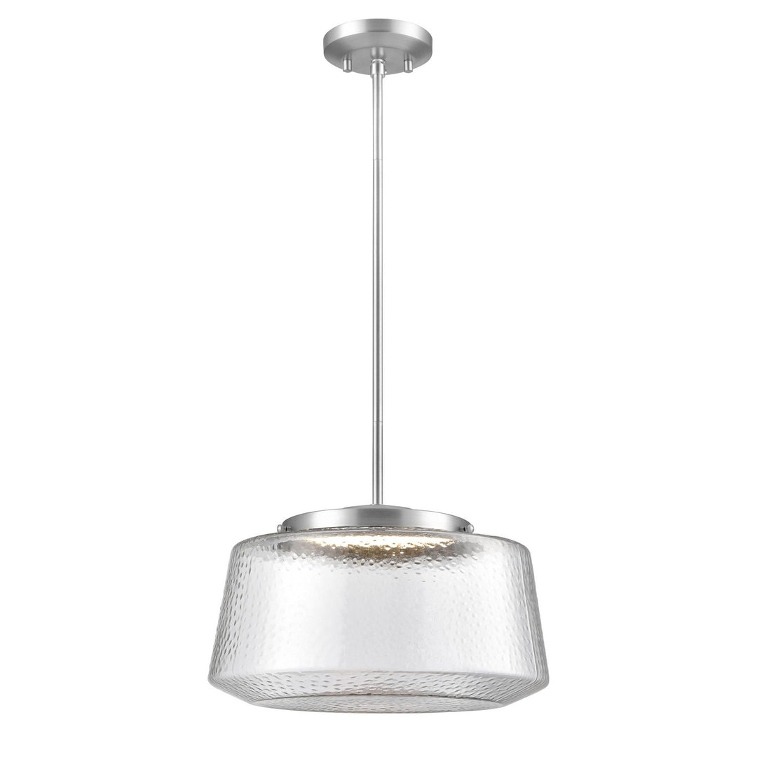Lunenberg Cct LED Pendant in Buffed Nickle/Hammered Clear Glass - available from The Lighting Shoppe, trusted by Canadian homeowners