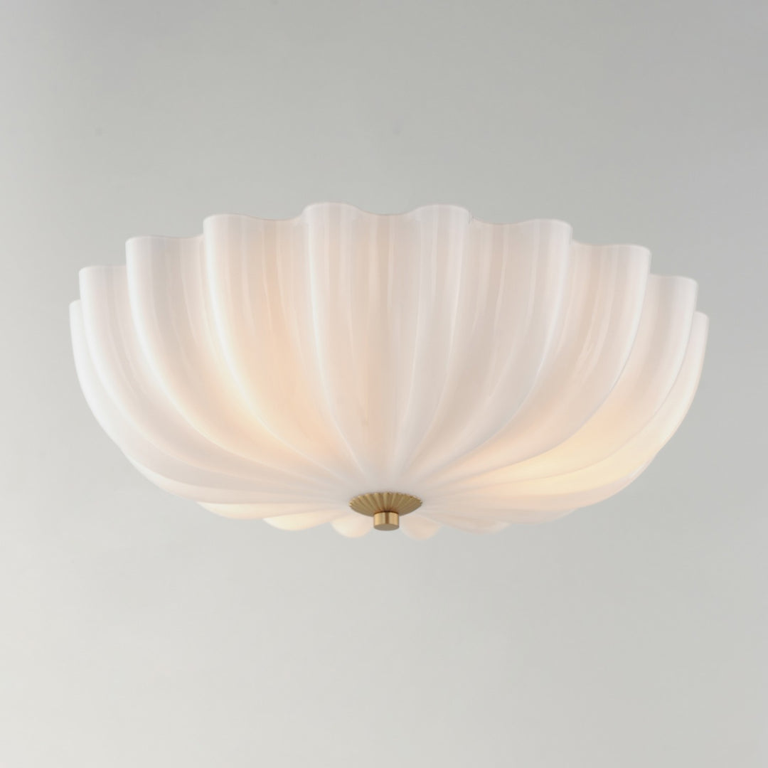 Maxim - 22650WTNAB - Three LIght Wall Sconce / Flush Mount - Bundt - White/Natural Aged Brass