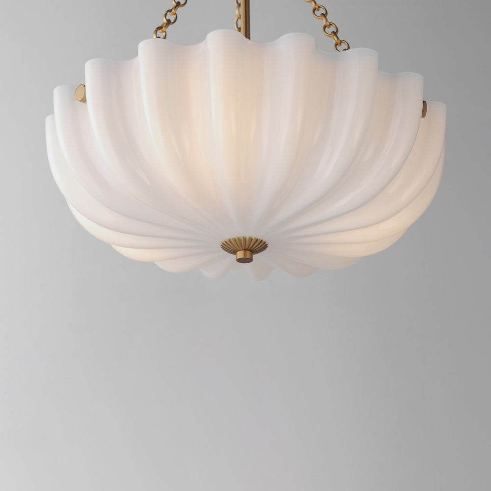 Maxim - 22652WTNAB - Three LIght Pendant / Semi-Flush Mount - Bundt - White/Natural Aged Brass