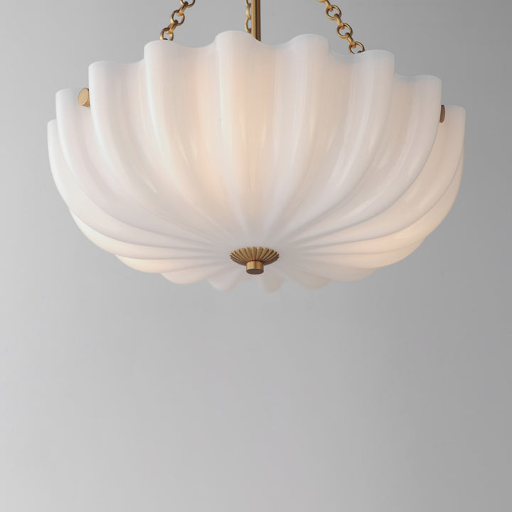 Maxim - 22652WTNAB - Three LIght Pendant / Semi-Flush Mount - Bundt - White/Natural Aged Brass