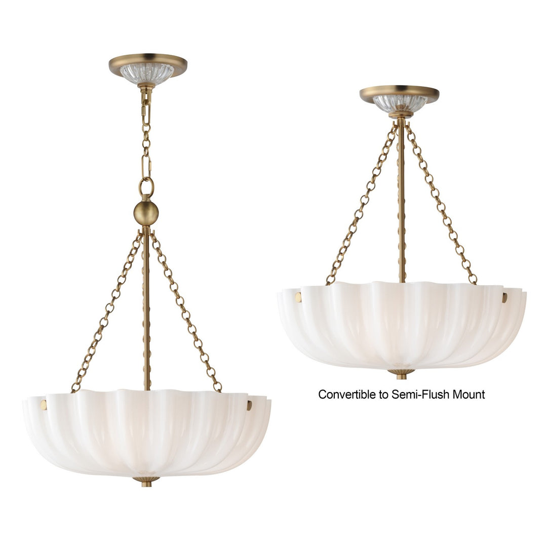 Maxim - 22652WTNAB - Three LIght Pendant / Semi-Flush Mount - Bundt - White/Natural Aged Brass