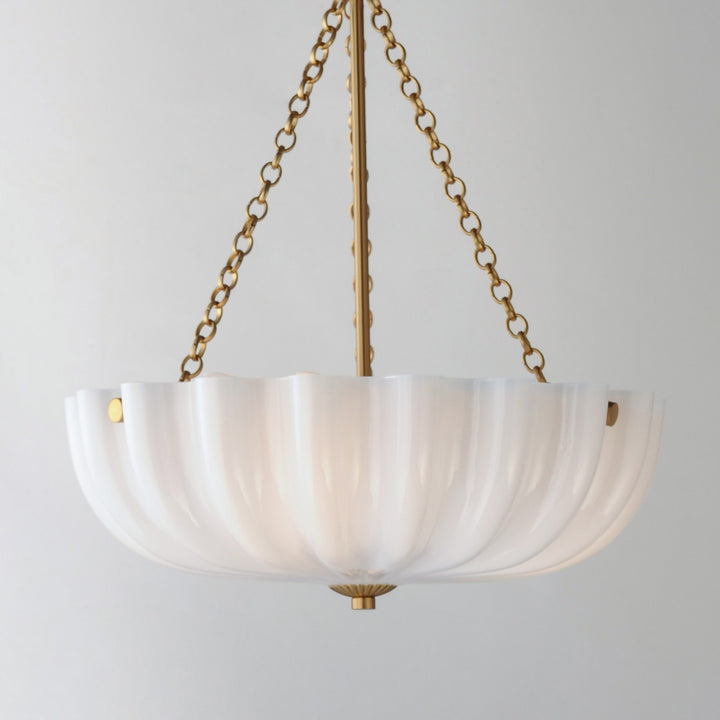 Maxim - 22652WTNAB - Three LIght Pendant / Semi-Flush Mount - Bundt - White/Natural Aged Brass