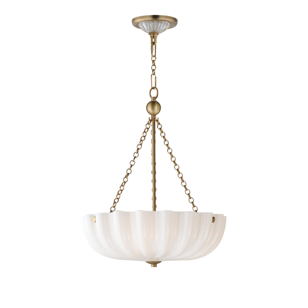 Maxim - 22652WTNAB - Three LIght Pendant / Semi-Flush Mount - Bundt - White/Natural Aged Brass