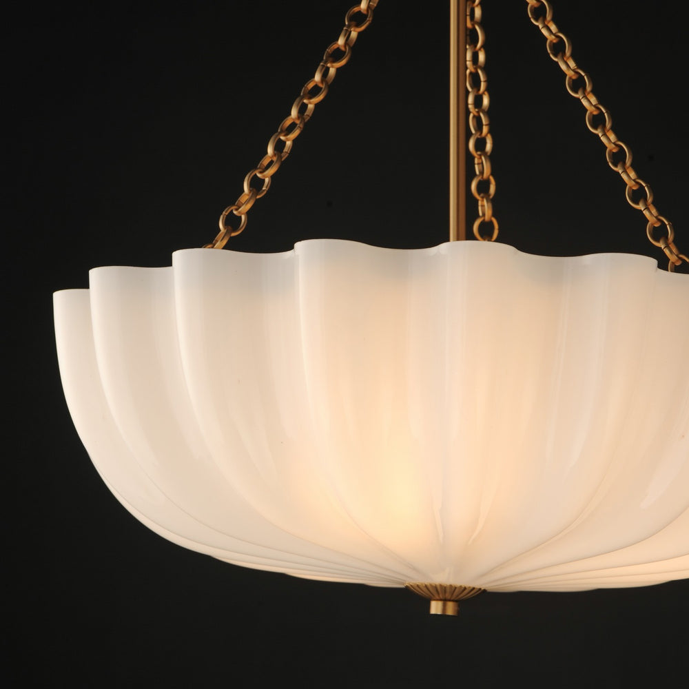 Maxim - 22653WTNAB - Three LIght Pendant / Semi-Flush Mount - Bundt - White/Natural Aged Brass