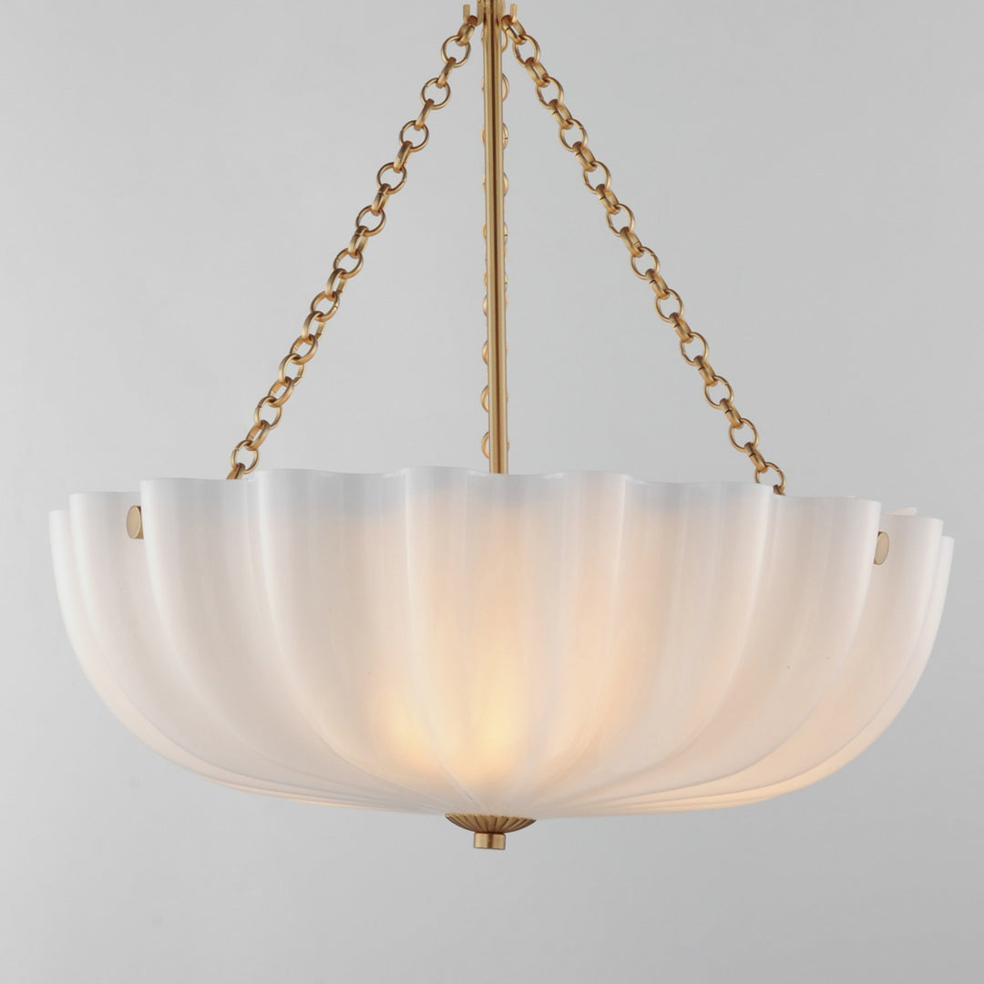 Maxim - 22653WTNAB - Three LIght Pendant / Semi-Flush Mount - Bundt - White/Natural Aged Brass