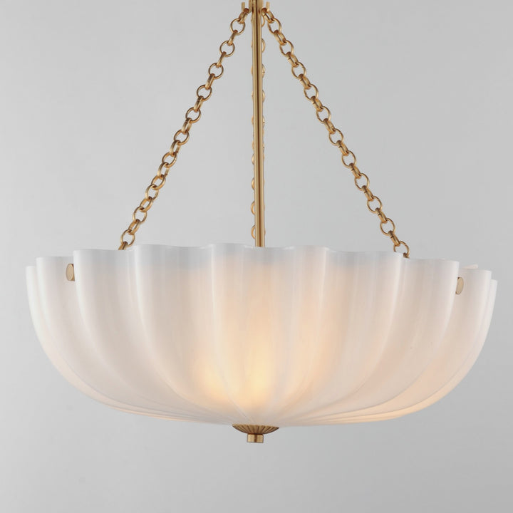 Maxim - 22653WTNAB - Three LIght Pendant / Semi-Flush Mount - Bundt - White/Natural Aged Brass