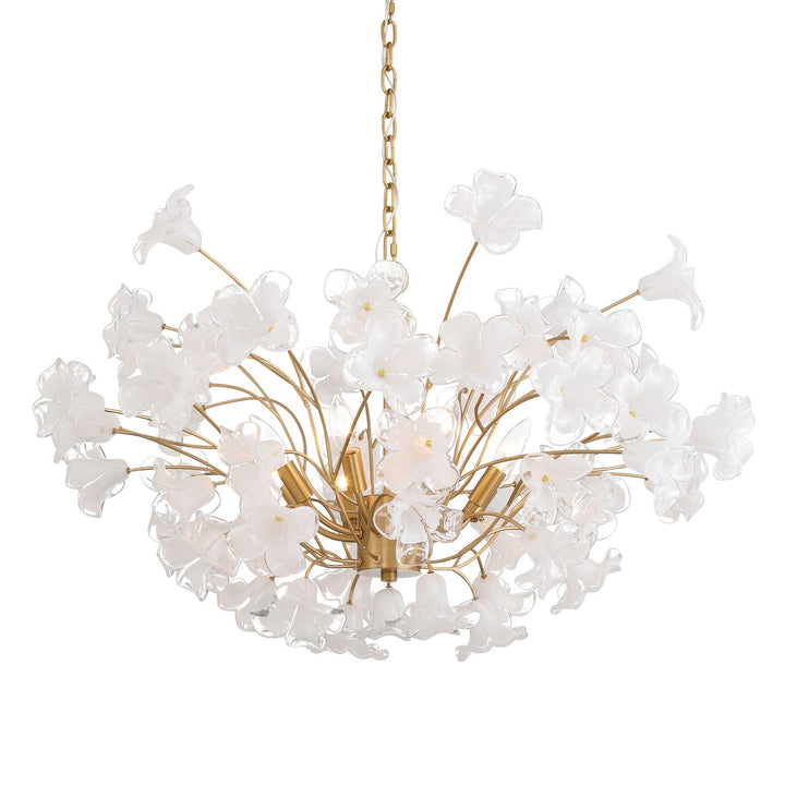 Bloome Eight Light Chandelier in Legacy Brass - available from The Lighting Shoppe, trusted by Canadian homeowners