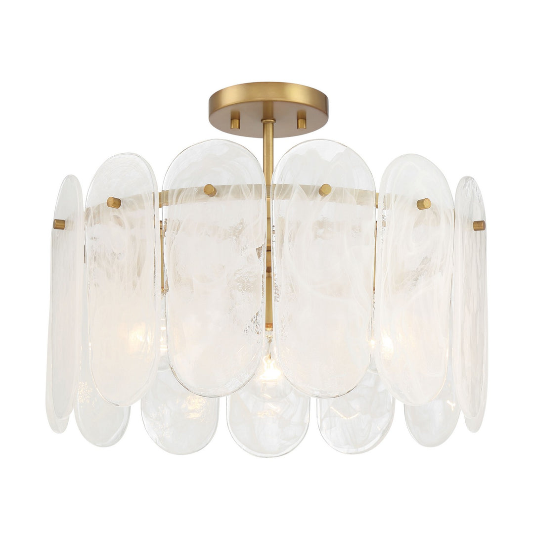 Oldmill Three Light Semi Flush Mount in Legacy Brass - available from The Lighting Shoppe, trusted by Canadian homeowners