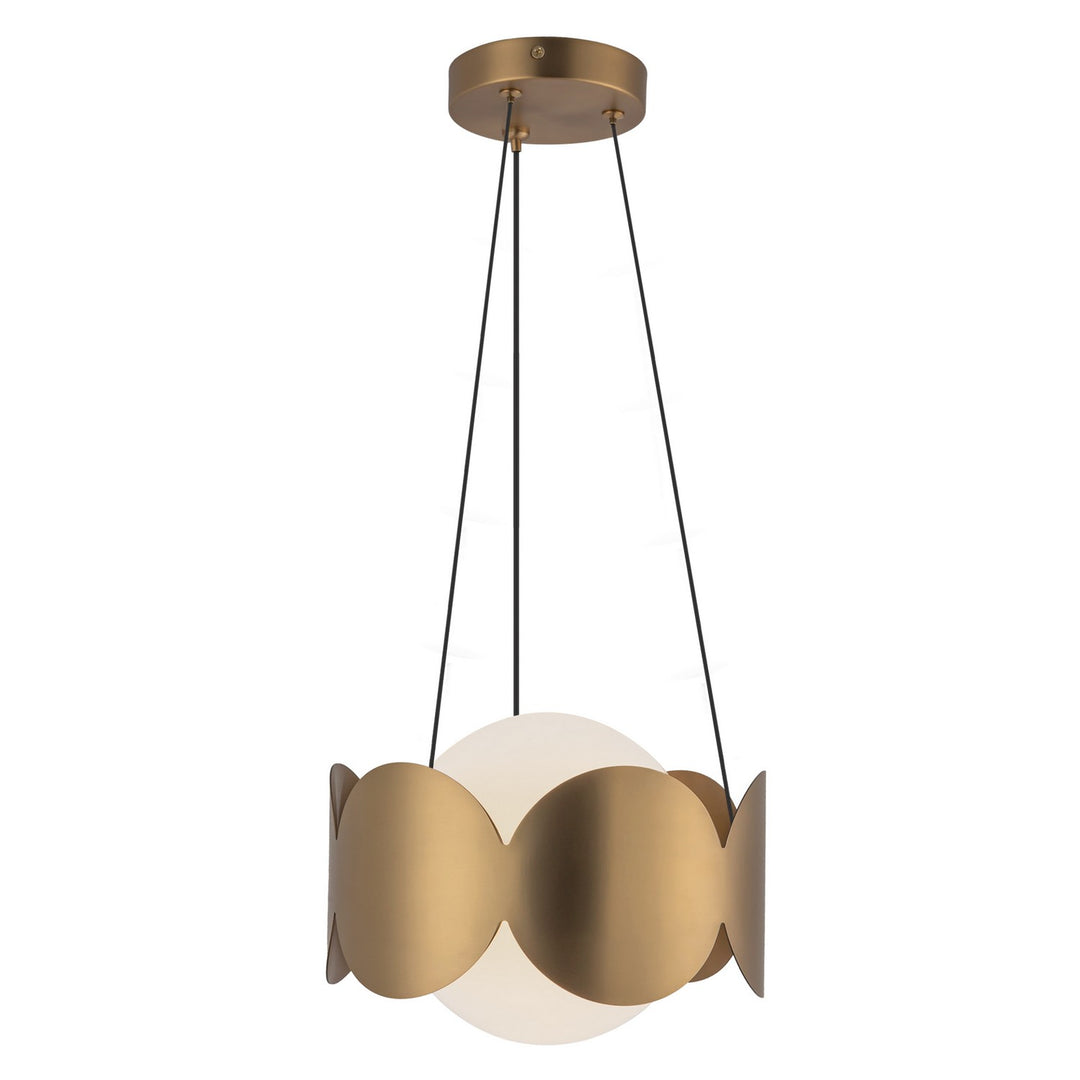 Ciel One Light Chandelier in Brushed Gold/Opal Glass - available from The Lighting Shoppe, trusted by Canadian homeowners