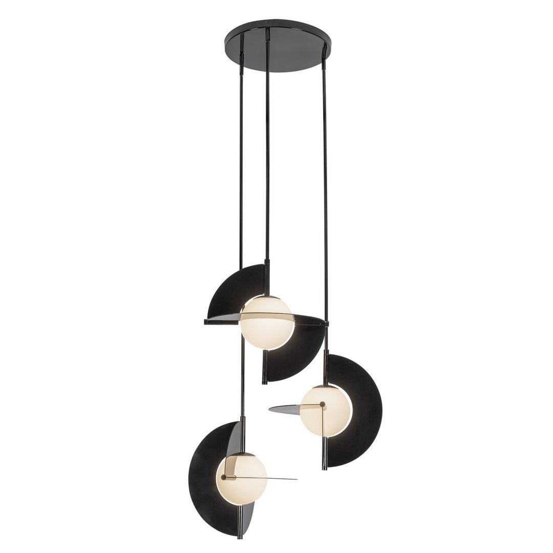 Scorpio LED Chandelier in Glossy Black/Opal Glass - available from The Lighting Shoppe, trusted by Canadian homeowners