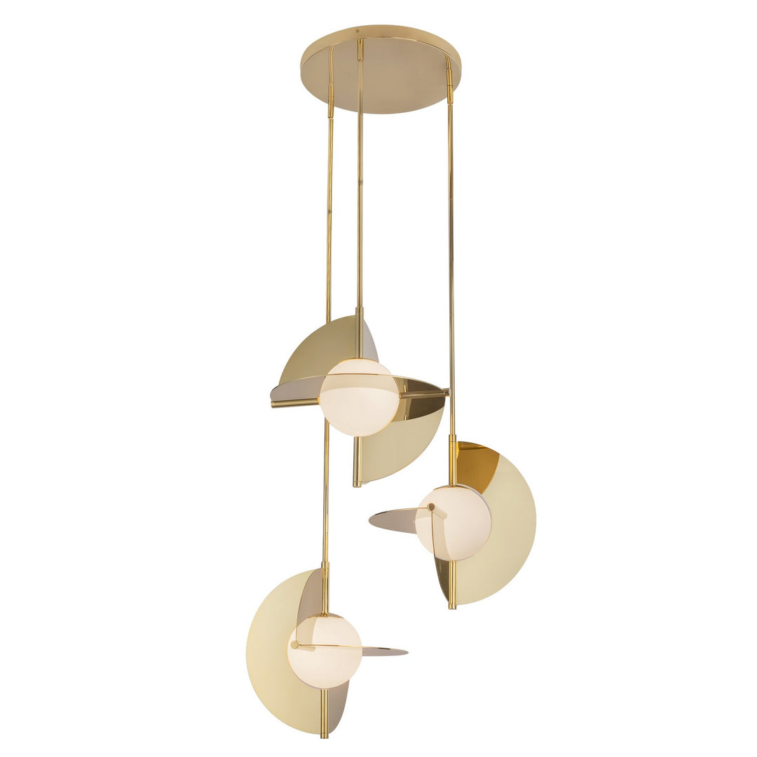 Scorpio LED Chandelier in Metallic Brass/Opal Glass - available from The Lighting Shoppe, trusted by Canadian homeowners