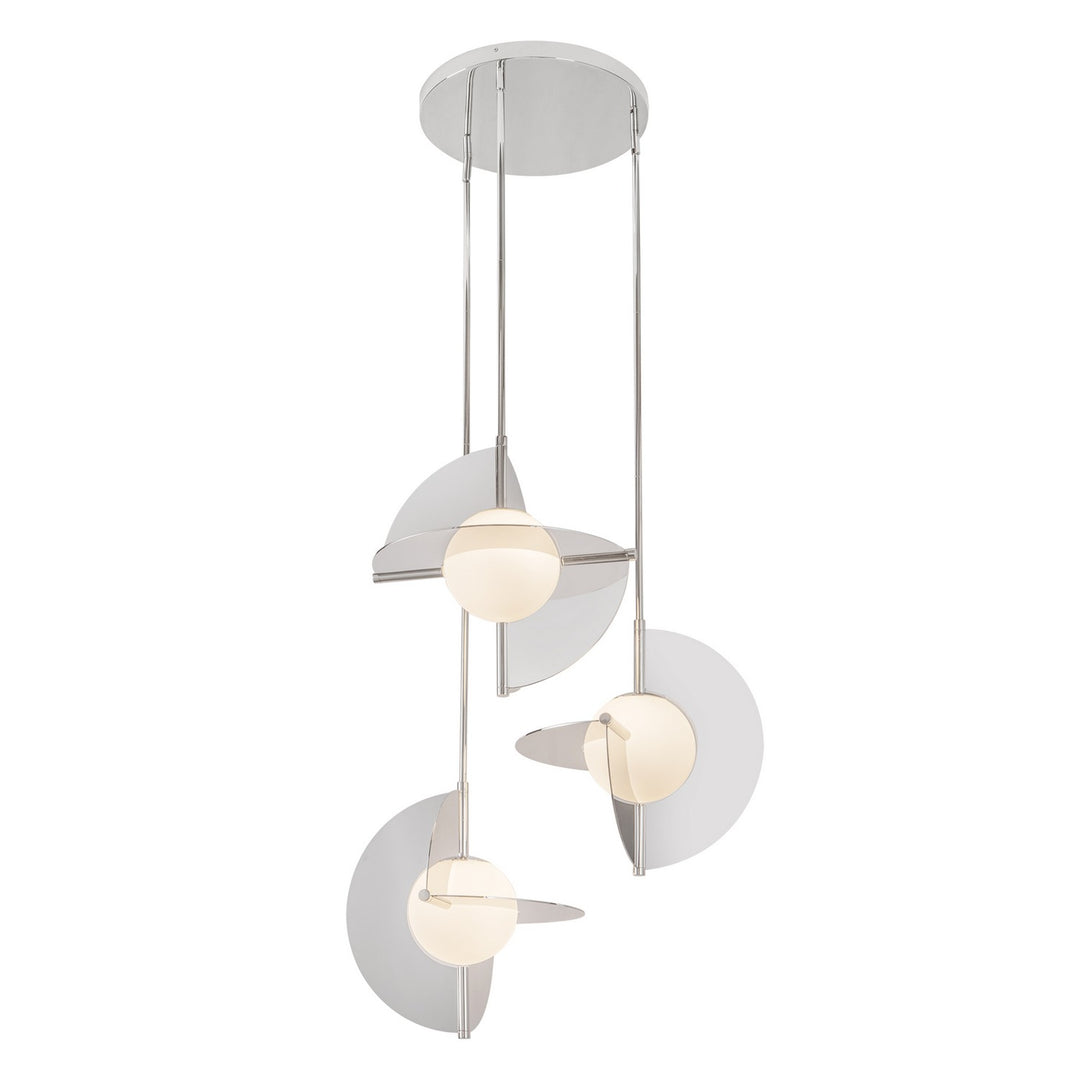 Scorpio LED Chandelier in Polished Nickel/Opal Glass - available from The Lighting Shoppe, trusted by Canadian homeowners