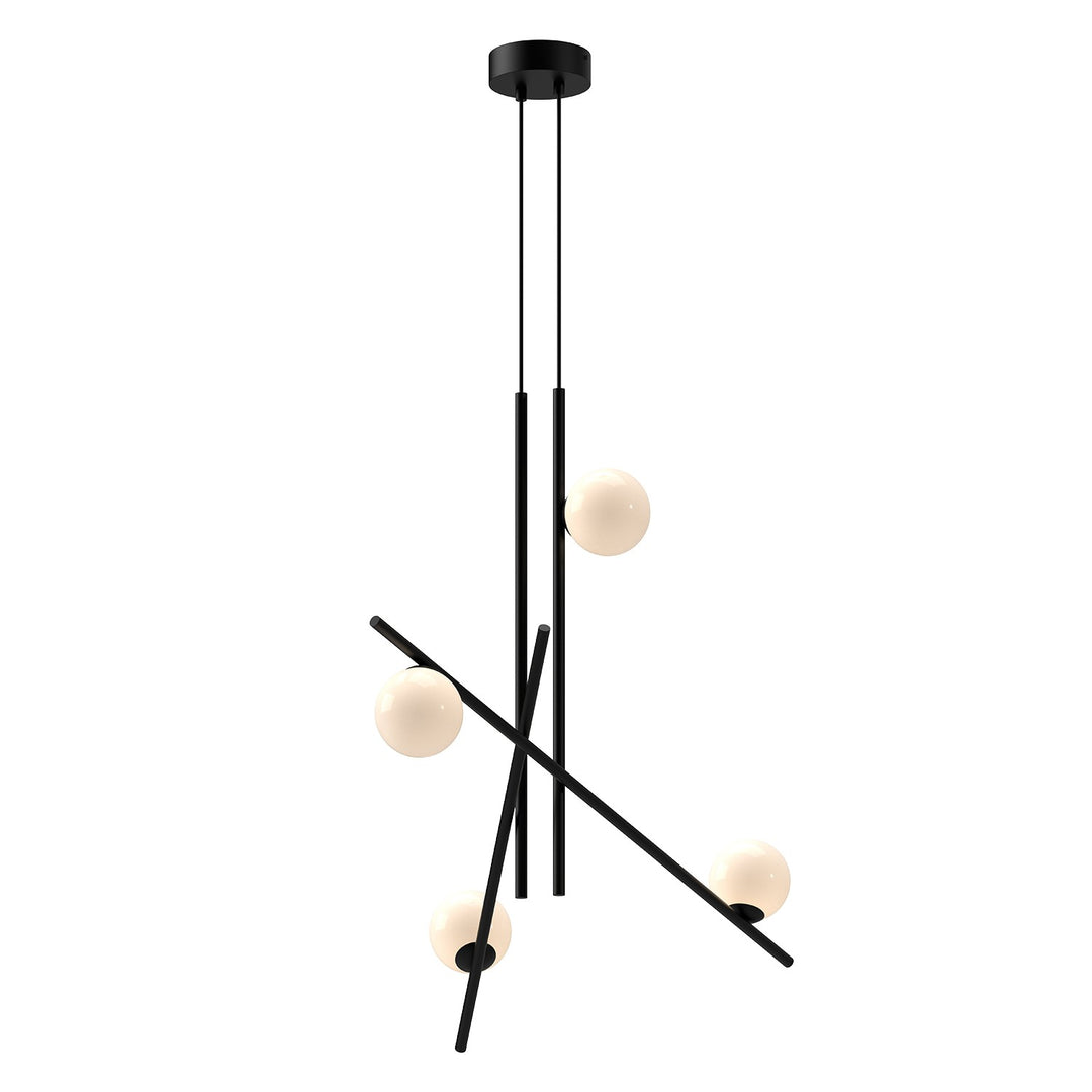 Amara LED Chandelier in Black/Glossy Opal Glass - available from The Lighting Shoppe, trusted by Canadian homeowners