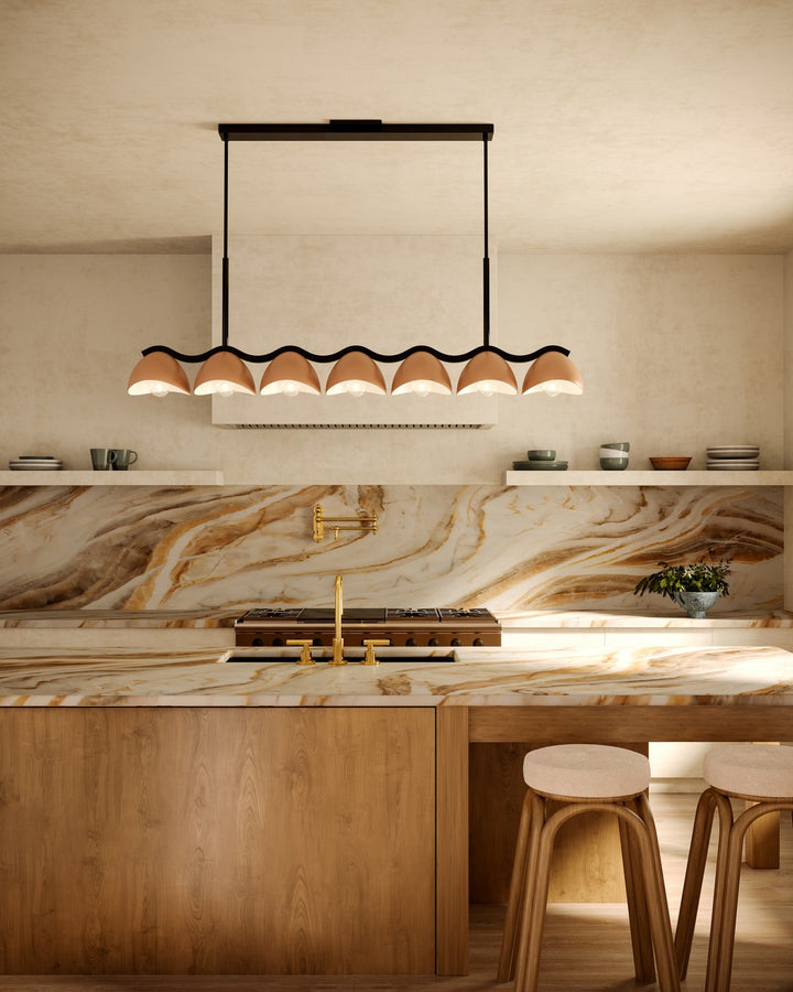 Kuzco Canada - LP57642-BK/PEC - Seven Light Linear Pendant - Atlas - Black/Peach