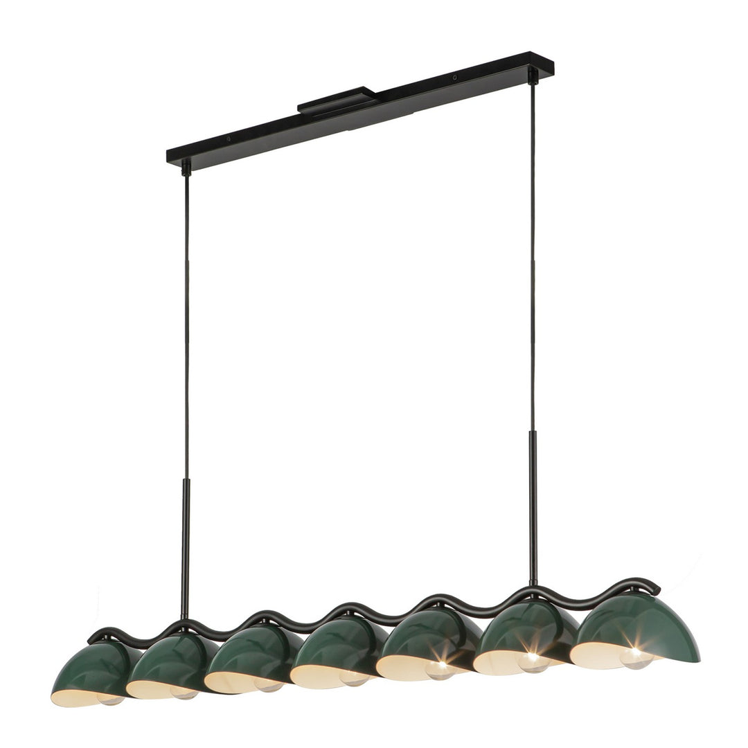 Atlas Seven Light Linear Pendant in Black/Pine Green - available from The Lighting Shoppe, trusted by Canadian homeowners